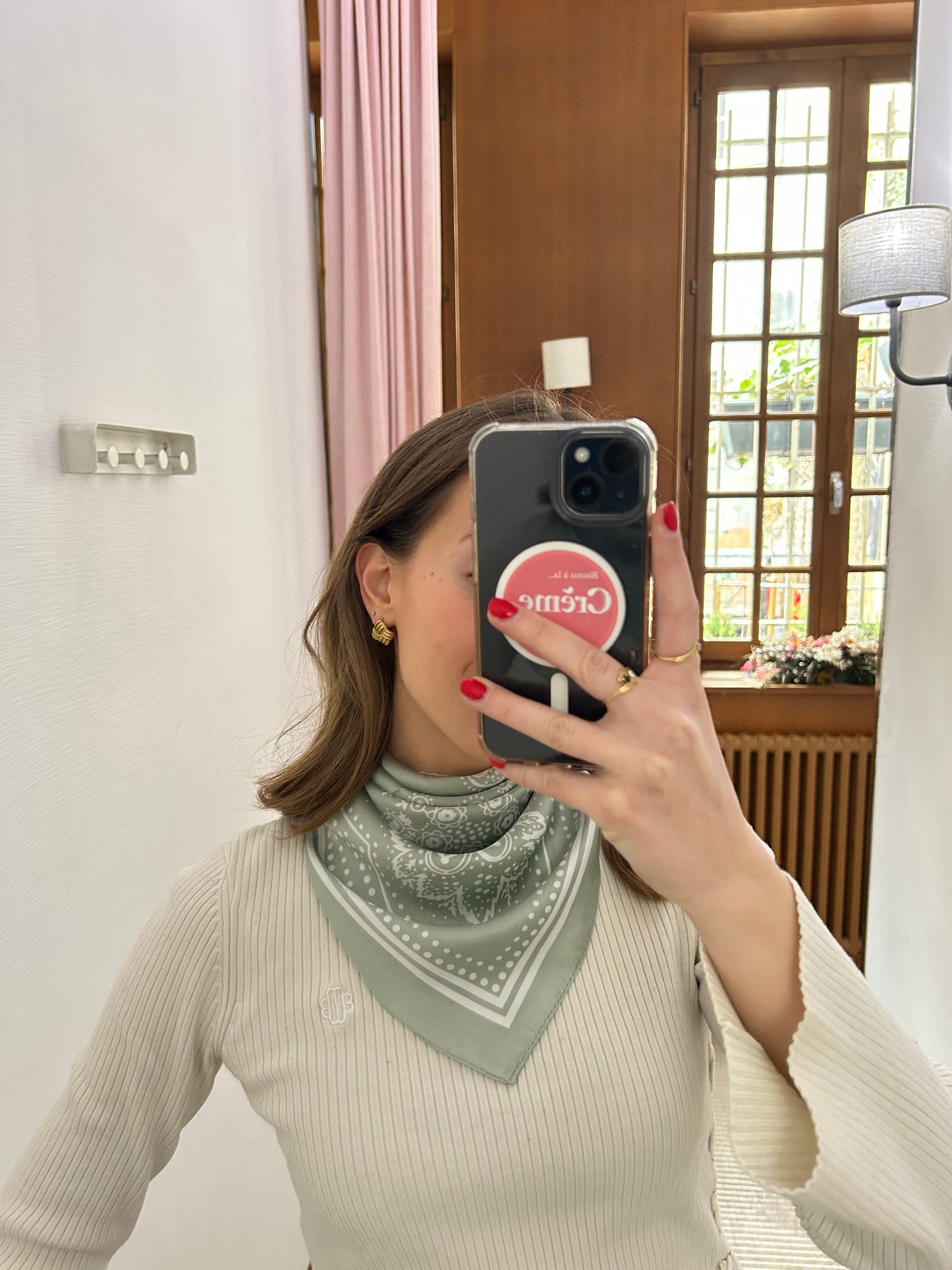 Foulard Eva vert sauge