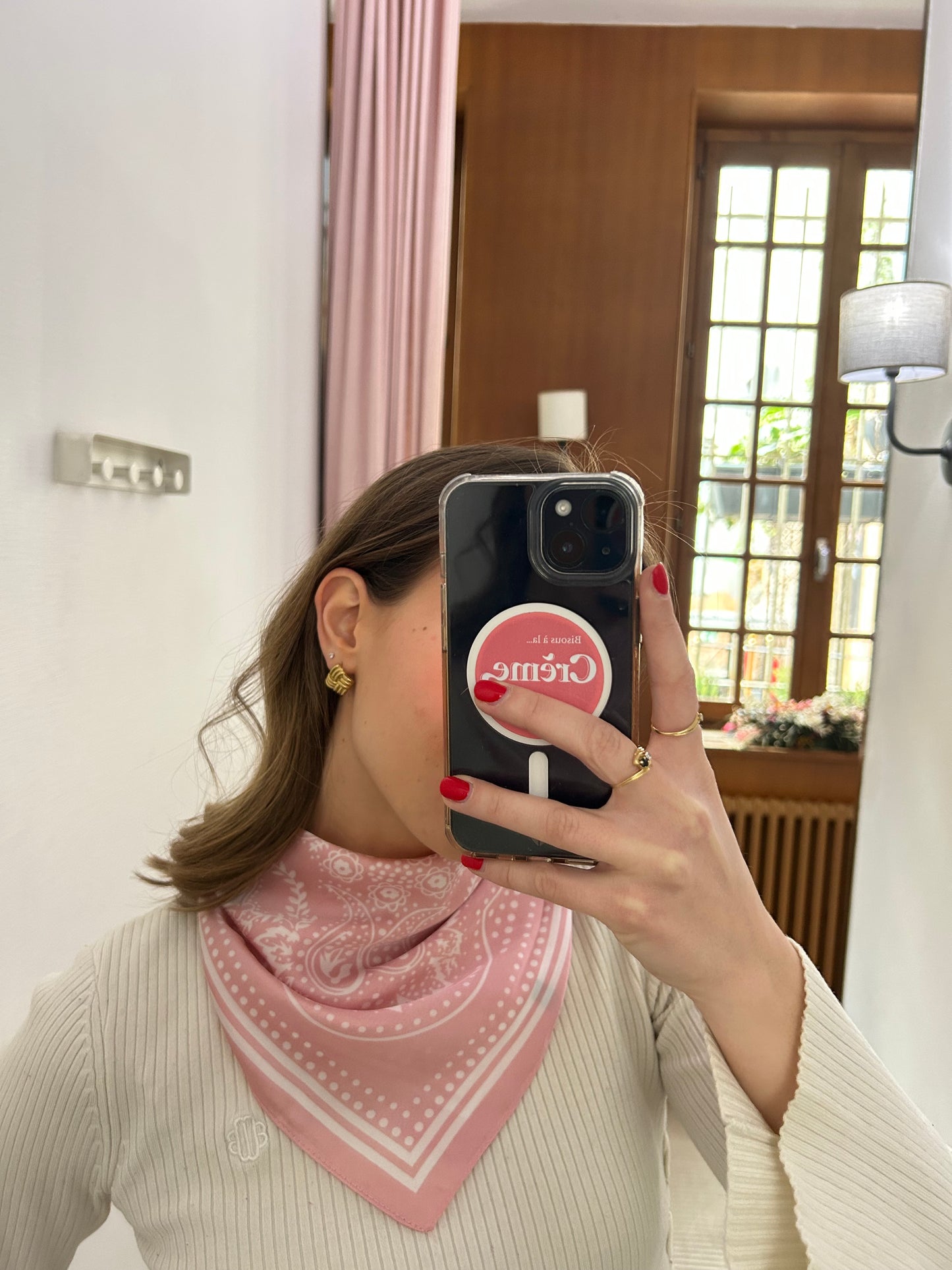 Foulard Eva rose pale